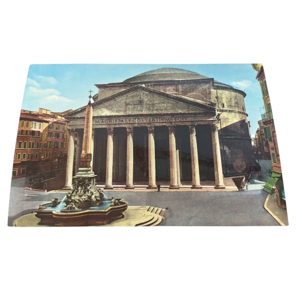 Vintage Rome Pantheon Postcard Il Pantheon Roma Italy Landmark Architecture
